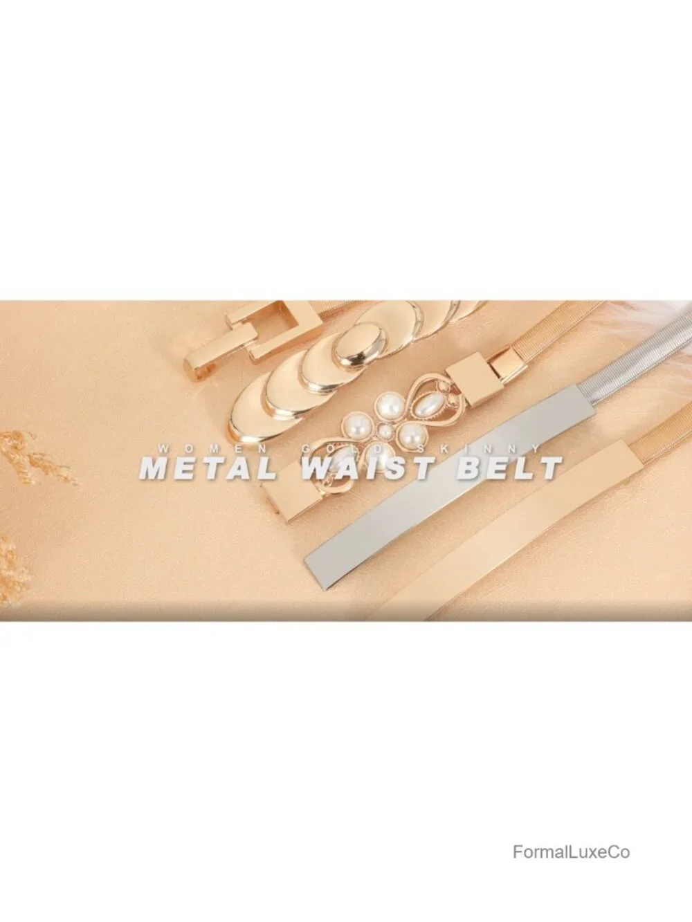 Skinny Metal Waist Belt Elastic Chain Belt for Dresses